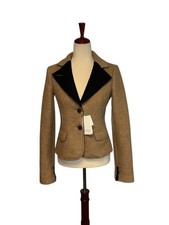 Giacca blazer misto lana PAOLA FRANI beige nero donna nuova con etichetta taglia 6
