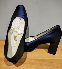 SCARPE RASO BLU ELETTRICO TOGETHER VINTAGE VERO CUOIO TG. 38 MADE IN ITALY