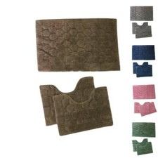 Tappeto Bagno Tris in Spugna jaquard 3 pezzi Vari Colori Made in Italy