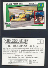 Nelson Piquet (BRA) Panini Car Driver CARD 1988 n.4 NM LOTUS ▓