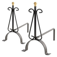 ALARI BRUCIALEGNA MODELLO LISCIO COPPIA ACCESSORI CAMINO SET PORTALEGNA IN FERRO