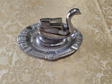 Accendino Tavolo con Piattino Posacenere Accendi Fiammiferi Metallo Vintage