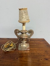 Antico lume porta palme, XVIII, in legno e argento meccato, 36x19cm