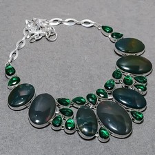 Collana gioielli etnici fatti a mano con pietre preziose diopside cromate...