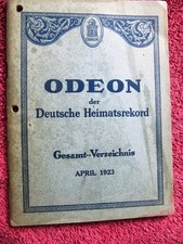 US-German Catalog 1923 ODEON Deutsche Heimatsrekorde Gesamtverzeichnis Record
