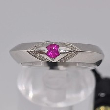 Anello donna con rubino e diamanti oro bianco 18kt