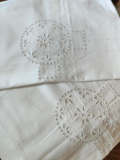 Grandi Federe Arredo Puro Cotone Bianco Ricami a Intaglio Vintage