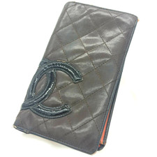 CHANEL Portafoglio Linea Cambon Borsa Bifold COCO Matelasse Marrone 10184249