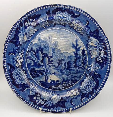 Adams pottery blue white plate - blue,