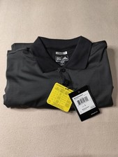 NUOVO Adidas Uomo Golf Polo Nero Regular-Fit Colorblock Camicia Taglia L Large