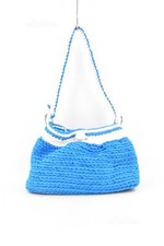 Borsa In Fettuccia Azzurra Fascia Bianca 35x21x12cm