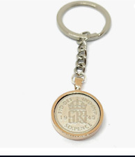 80th Compleanno Regalo 1945 Moneta Sei Penny Portachiavi - Rosa Placcato Oro