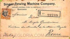 ad6181 - CILE - Storia Postale - Copertina REGISTRATA per ITALIA 1907 Cantante Cucito