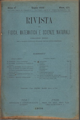 Rivista fisica matematica - di, fisica,