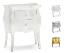 Mobile comodino 2 cassetti in legno massello design bombato stile moderno | ab