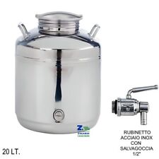 FUSTO BIDONE OLIO SANSONE SALDATO EUROPA 20 Lt. CON RUBINETTO INOX SALVAGOCCE