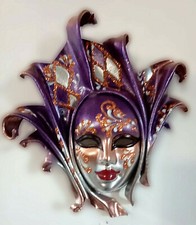 Foglia Giullare - Maschera veneziana artigianale in ceramica e cuoio 