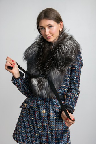 Collo pelliccia donna grigio