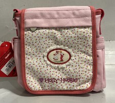 Borsa piccola messenger Holly Hobbie vintage rosa floreale patchwork nuova con etichetta 9x9x2"