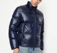 Piumino Uomo Armani AX Jacket Giubbotto Zip Inverno 8NZBP2 1583 Blu