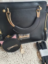 Borsa a mano nera gatto tema