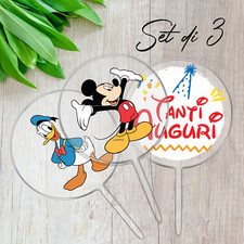 Set 3 Cake Topper Torta Compleanno Bambino Disney Topolino Paperino