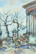 Quadro Antico Parigi Animato