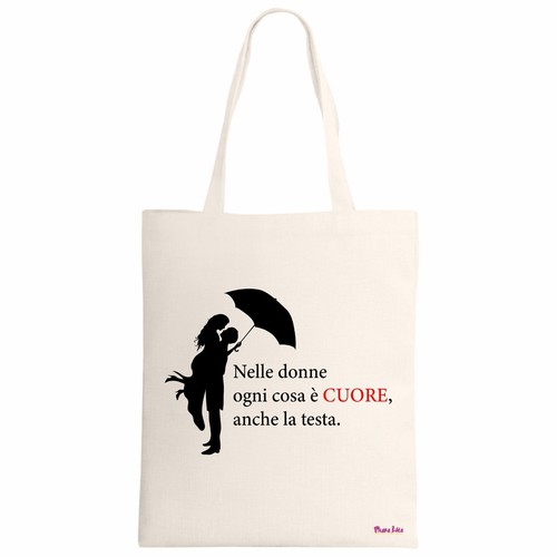 Borsa ecru 34x39 - 34x39, scritta