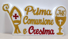 SCRITTA POLISTIROLO PRIMA COMUNIONE e CRESIMA 40x22x5cm