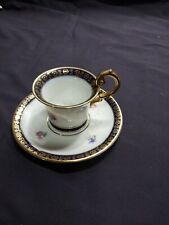 Demitasse piattino tazzine caffè bianco blu oro corona Martinroda marchio PM VINTAGE