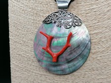 Women Large Red Coral Pendant