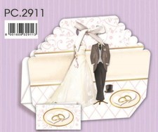 25 Portaconfetti bomboniera DI MATRIMONIO + 25 nastri in raso + 40 bigli 03WX