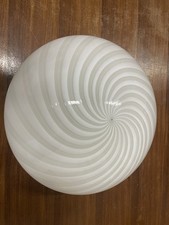 Lampada Plafoniera Vetro Murano Con Spirale Bianca Design Modernariato 1970 Epoc