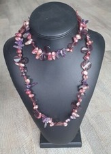 Antico Collana Perle Di Vetro Ametista Creazione Moda 1980s