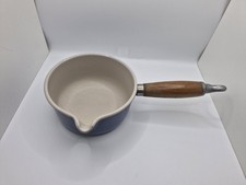 Casseruola vintage Le Creuset ghisa smalto blu manico legno Francia misura 14