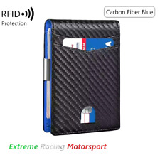 PORTAFOGLIO RFID CARBON LOOK/BLU LOGO METALLICO ABARTH CM 14,5x8,3