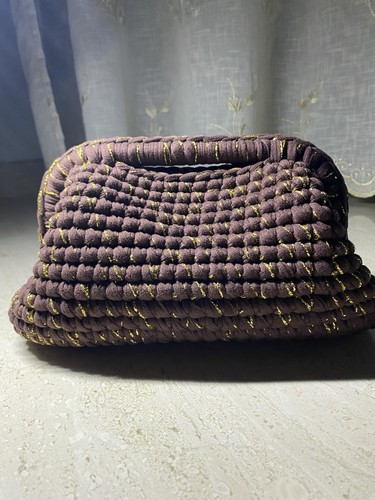 Borsa uncinetto marrone oro - borsa,