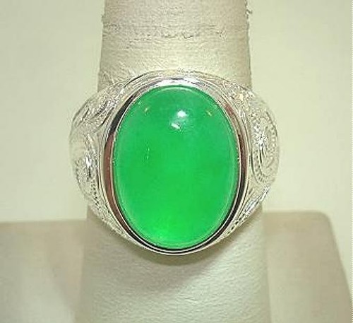 Anello giada verde ovale - anello, 19,5
