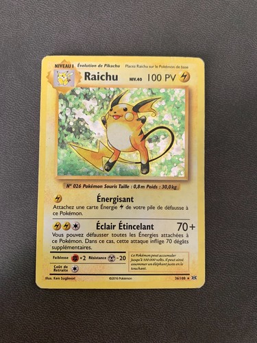 Carte pokémon raichu - carte, 36/108