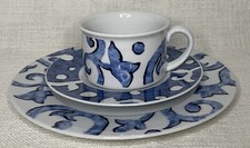 Tazza da tè Thun Bolzano porcellana arabesque UT piatto da torta blu e bianco