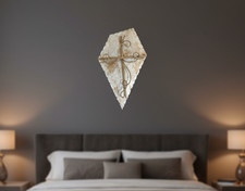 Capezzale moderno metallo e legno crocefisso oro stilizzato per camera da letto