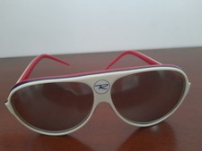 OCCHIALI DA SOLE SUNGLASSES SCI VINTAGE '70 '80 ROSSIGNOL.LENTI SPECCHIO. BIANCO