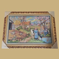 Quadro oro punto croce pastore