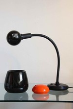 Rare VALENTI Adjustable Black HEBI TAVOLO Snake Lamp by ISAO HOSOE Vintage 70s
