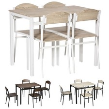 HOMCOM Set da Pranzo 5 Pezzi 1 Tavolo Rettangolare e 4 Sedie in MDF e Acciaio