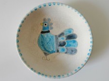Vecchia ciotola con pavoncella azzurra Ceramica Artistica Sardiniae Ars Pasella