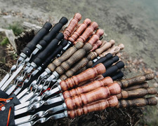 Spiedini per Barbecue in Acciaio Inox con Manico in Legno - Spiedini per Schaschlik, Spiedini per Kebab Adana, BBQ.