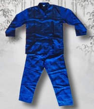 WING TSUN KUNG FU - TAI CHI - WUSHU - UNIFORME DIVISA CLASSICA  IN SETA BLU - L