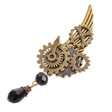 Broche Steampunk avec pendentif engrenages pour chemises, vêtements,