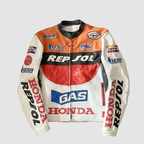 Giacca moto pelle uomo rosso - moto,